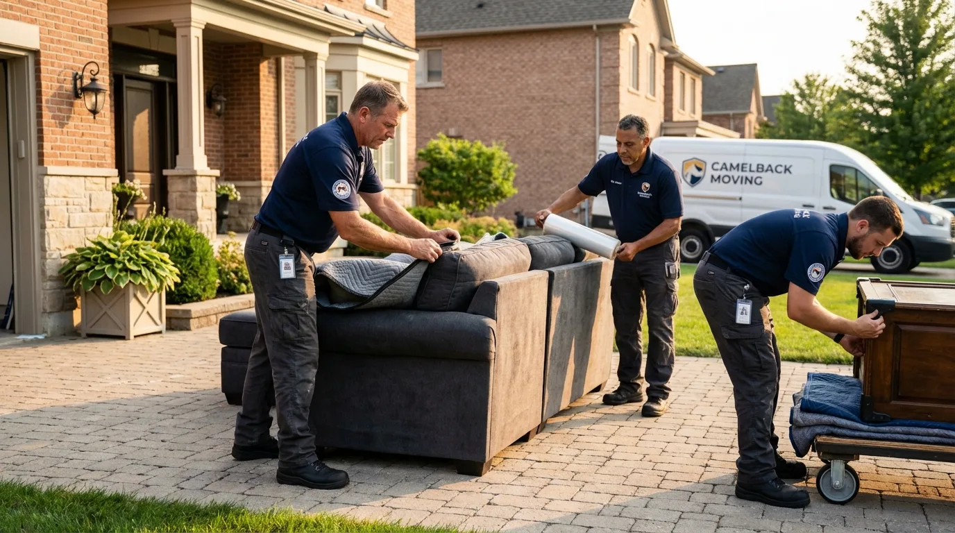Large estate moving crew wrapping furniture in Spring Valley, CA
