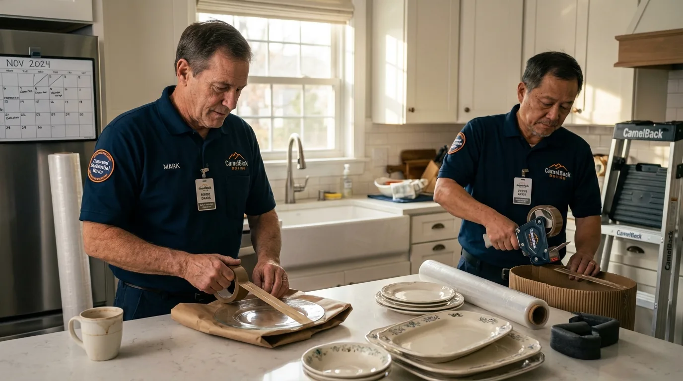 Professional crew packing kitchen dishware in Spring Valley, CA